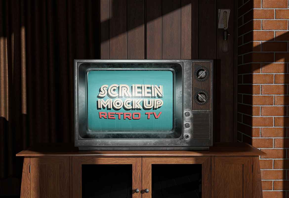 Retro TV Screen Mockup